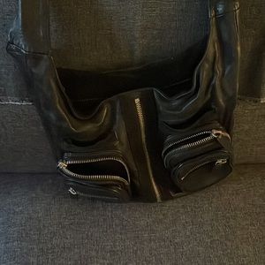 Black leather hobo Alexander wang inspired excellent condition adjustable tie